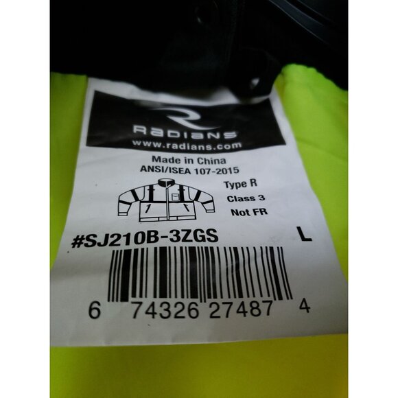 Radians Mens Size Large Radwear High Visibility Safety Jacket Hooded - Picture 8 of 10